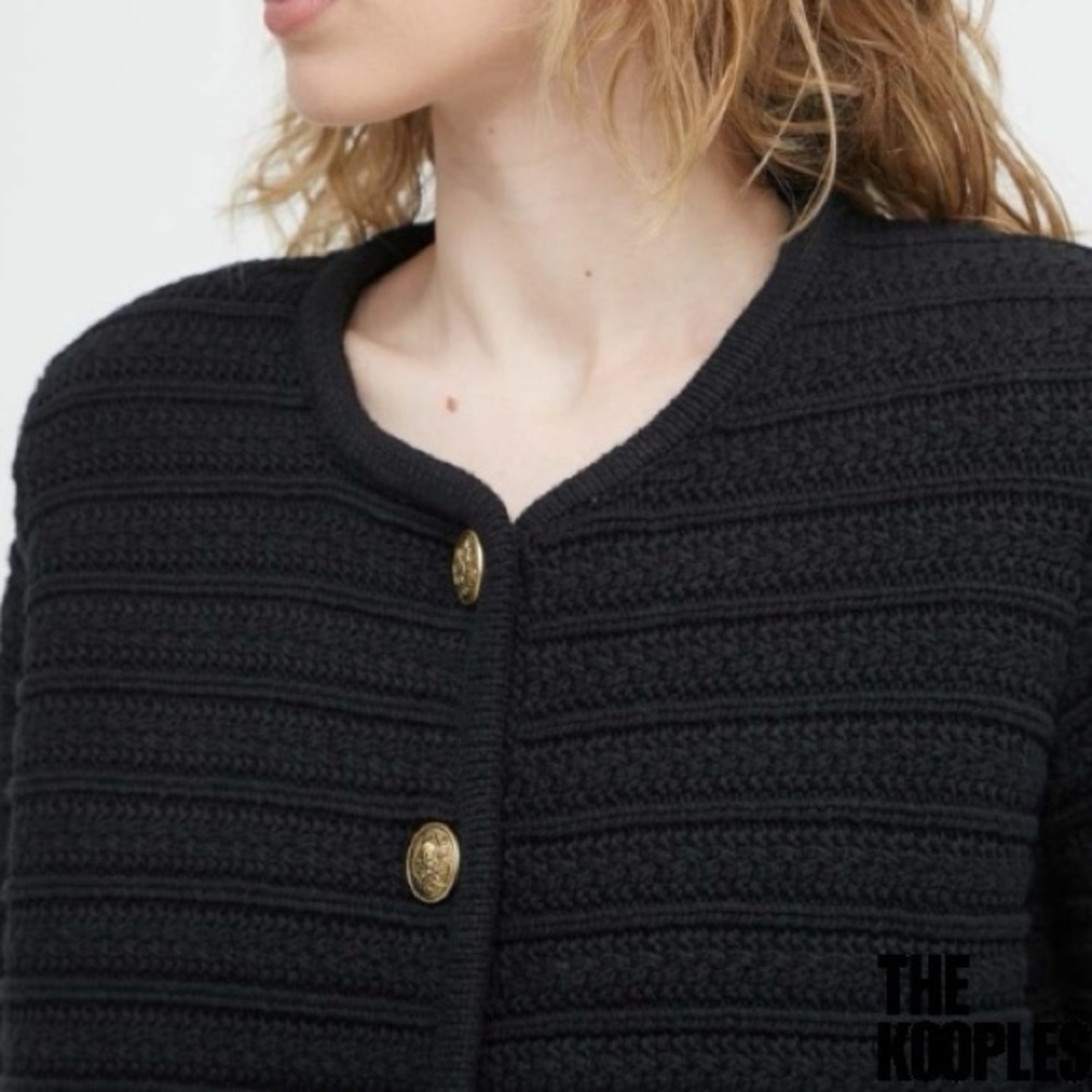 The Kooples **NWT** Round-Neck Long-Sleeve Ribbed Knitted Cardigan - Picture 3 of 13